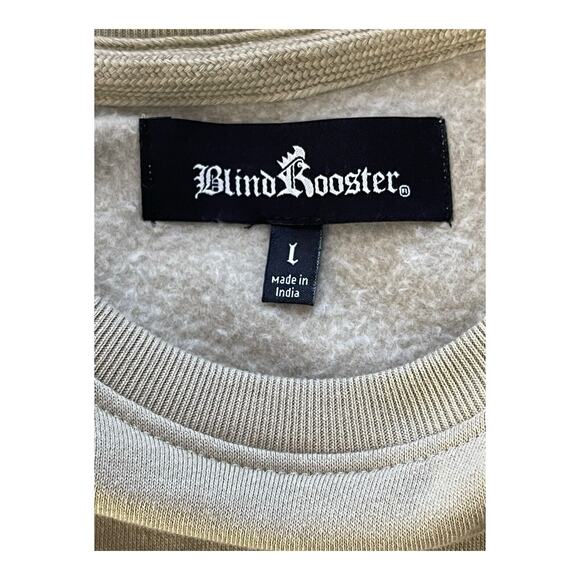 Blind Rooster Men's Large Olive Black Celestial Print Sweatshirt Full Front Back - Picture 6 of 12